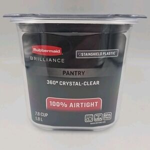 Rubbermaid Brilliance 7.8 Cup Plastic Container 100% Airtight Crystal Clear